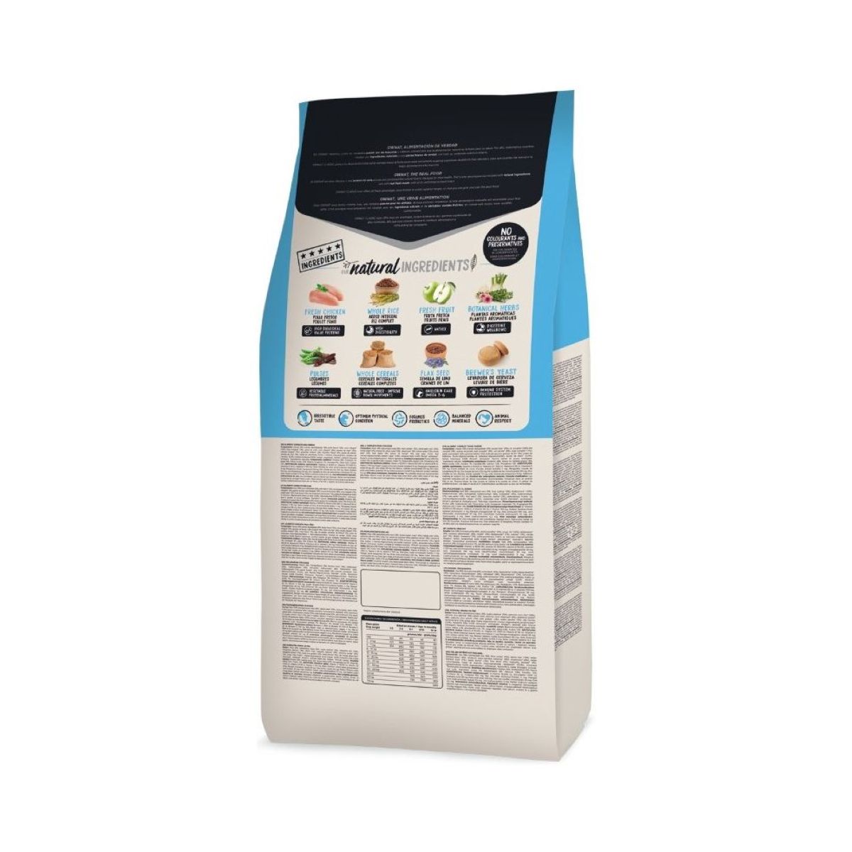 Ownat Classic Junior – información y beneficios del producto en el reverso del saco