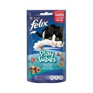 Bolsa Felix Play Tubes Pescado Horneado y Gamba 50 g – tubitos de snack para gatos sabor marisco