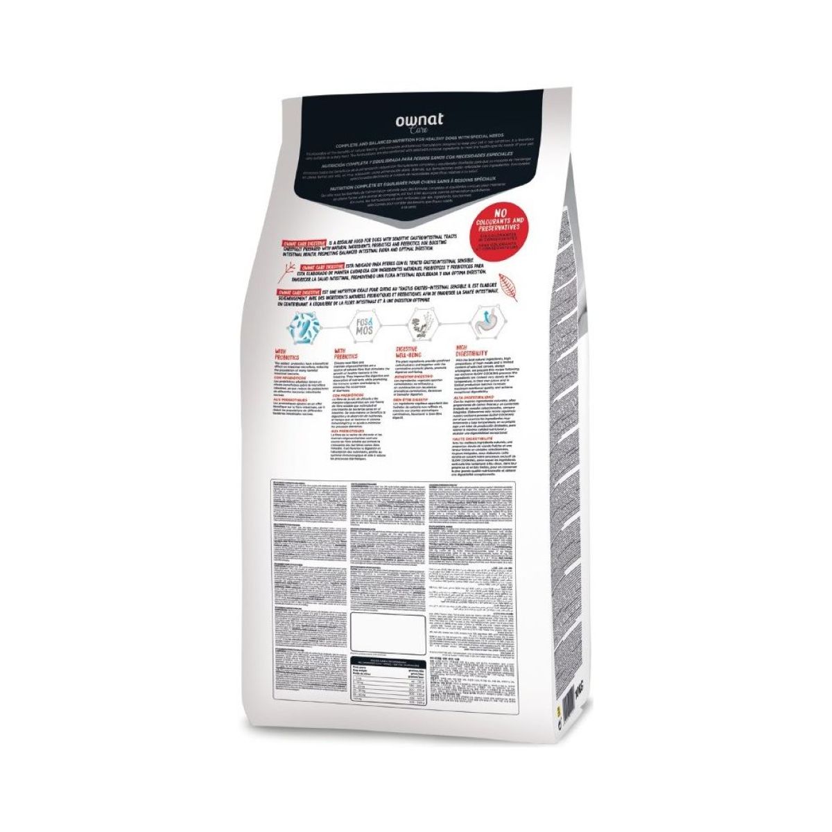 Ownat Care Digestive para perros – información del saco