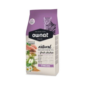 Saco Ownat Classic Sterilized para gatos esterilizados, control de peso con ingredientes naturales