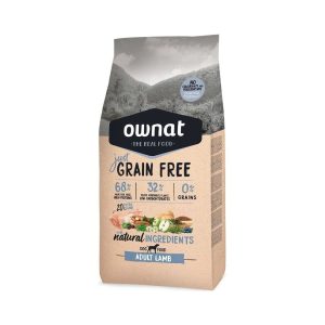 Ownat Just Grain Free Adult Lamb – pienso natural sin cereales para perros adultos con cordero fresco, saco frontal