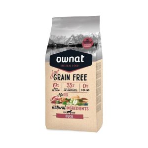 Ownat Just Grain Free Duck – pienso natural sin cereales para perros adultos con pato fresco, saco frontal